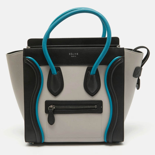 Luxury CELINE Tricolor Leather Micro Luggage Tote