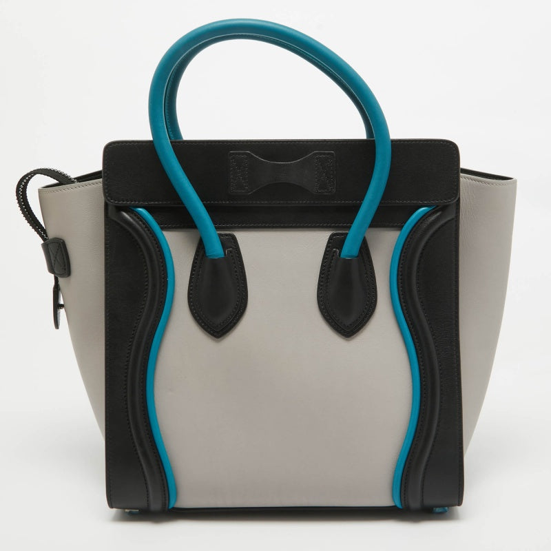 Luxury CELINE Tricolor Leather Micro Luggage Tote