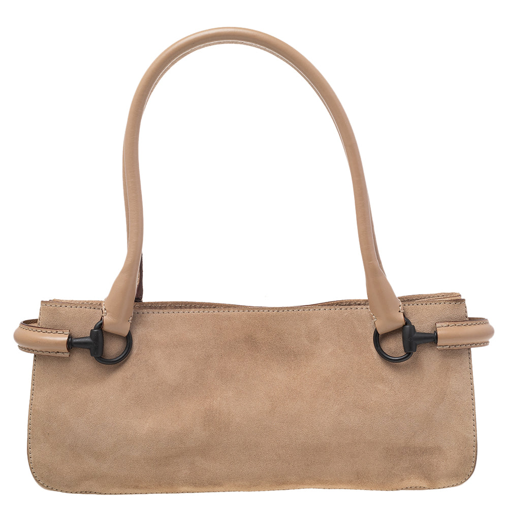 Gucci Beige Leather Canvas Shoulder Bag Style 2