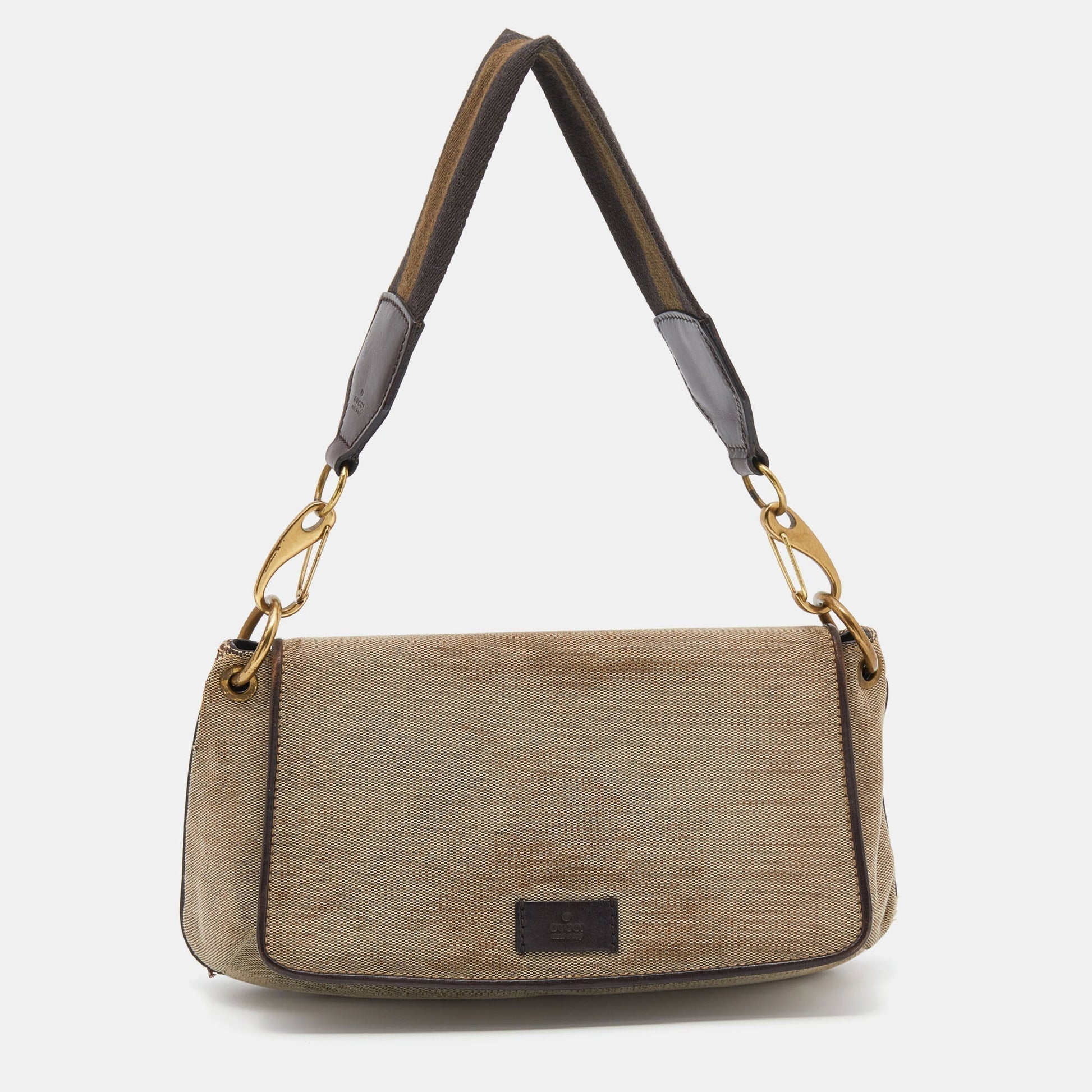 Gucci Leather Canvas Shoulder Bag Style 55