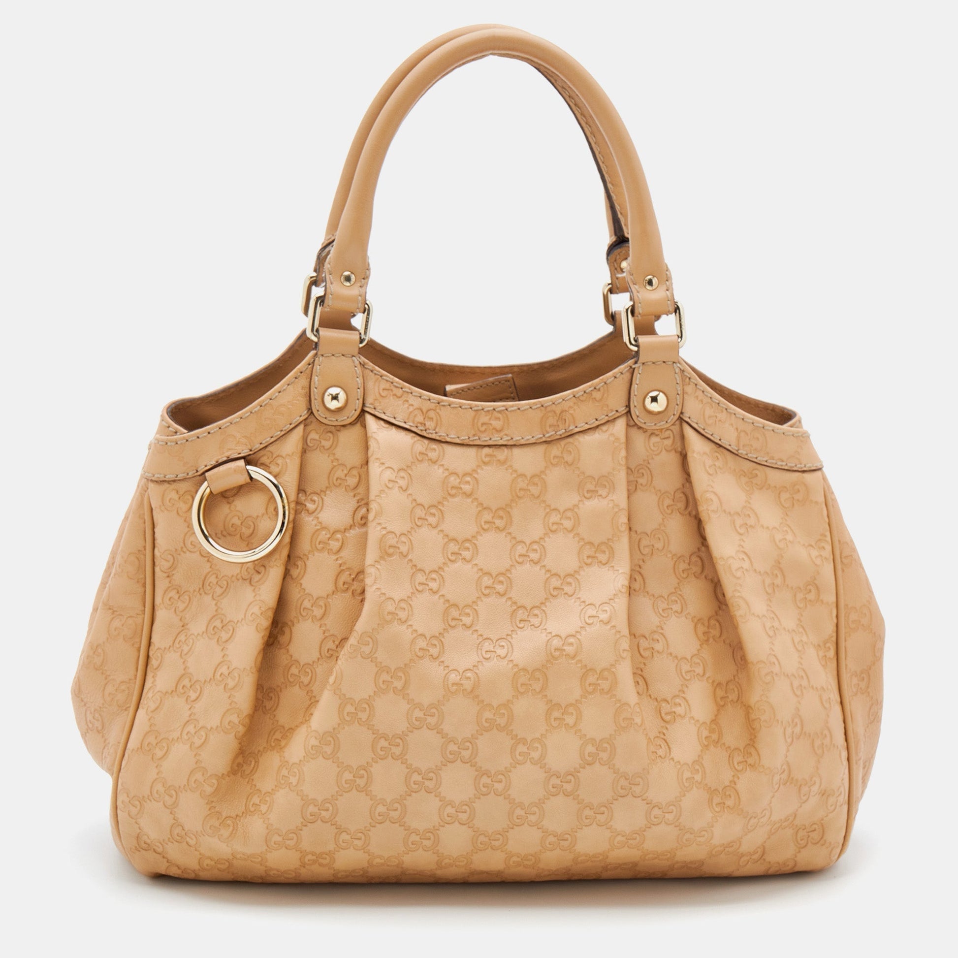 Gucci Guccissima Beige Leather Canvas Tote