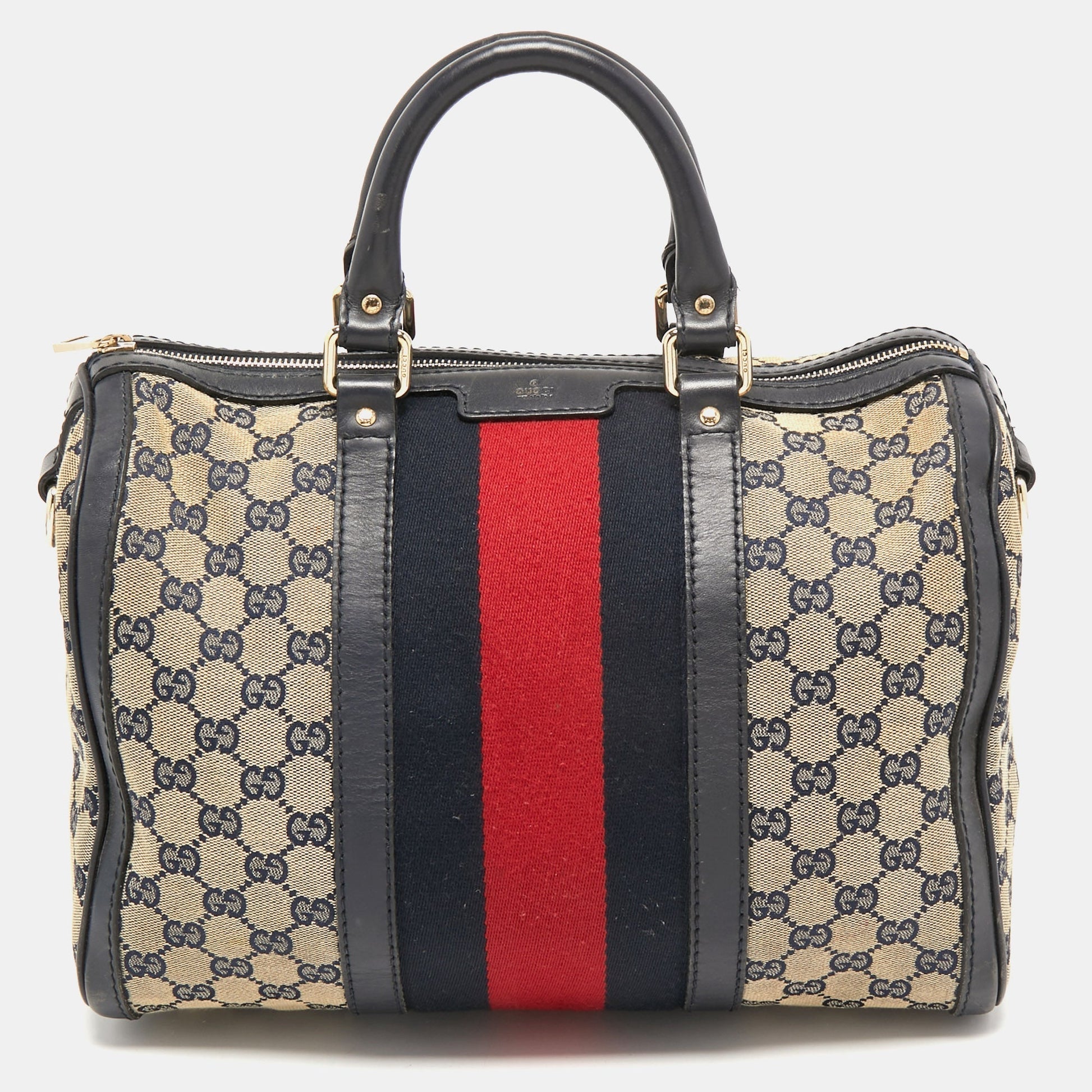 Gucci Lou Leather Canvas Handbag