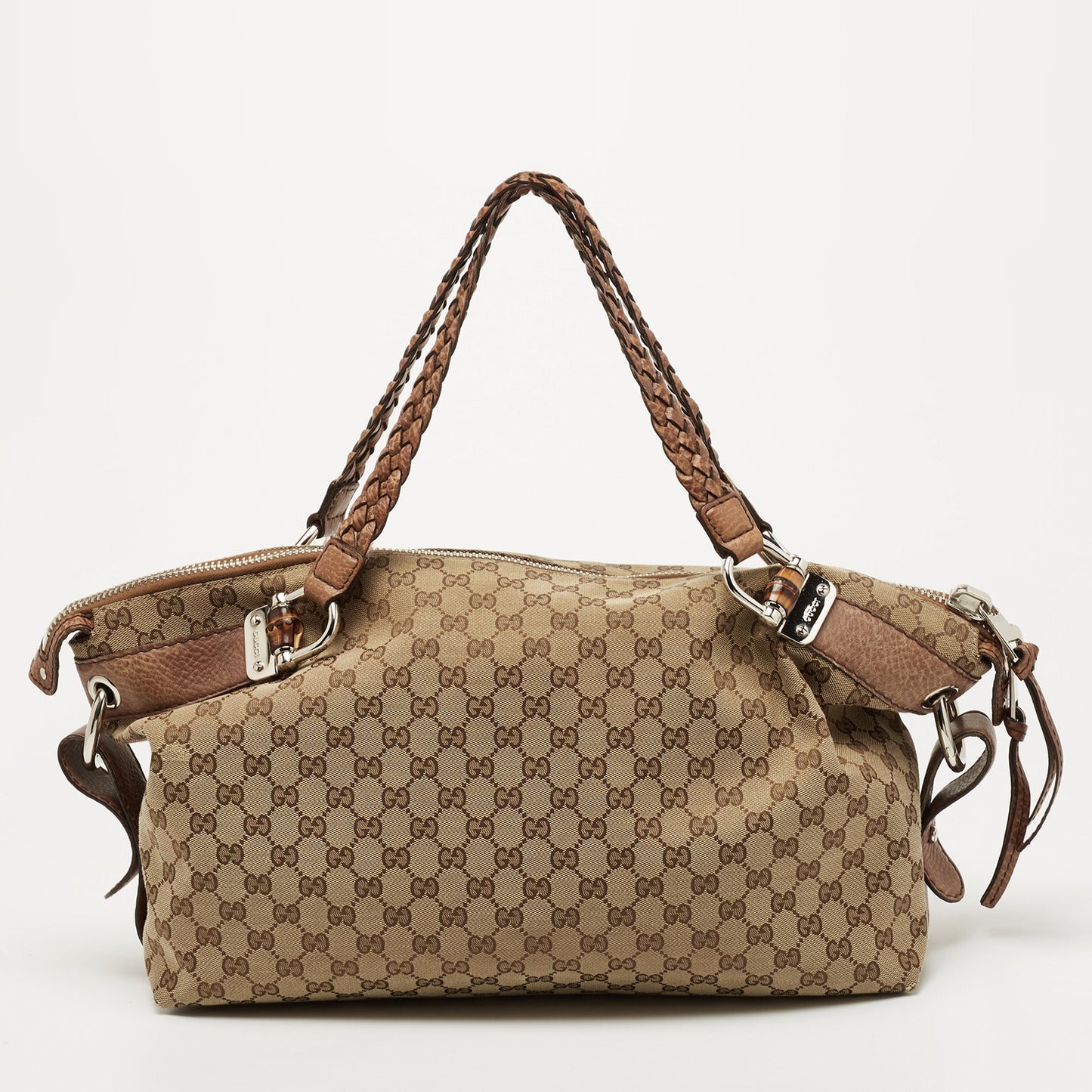 Gucci Bamboo Leather Canvas Tote Style 4