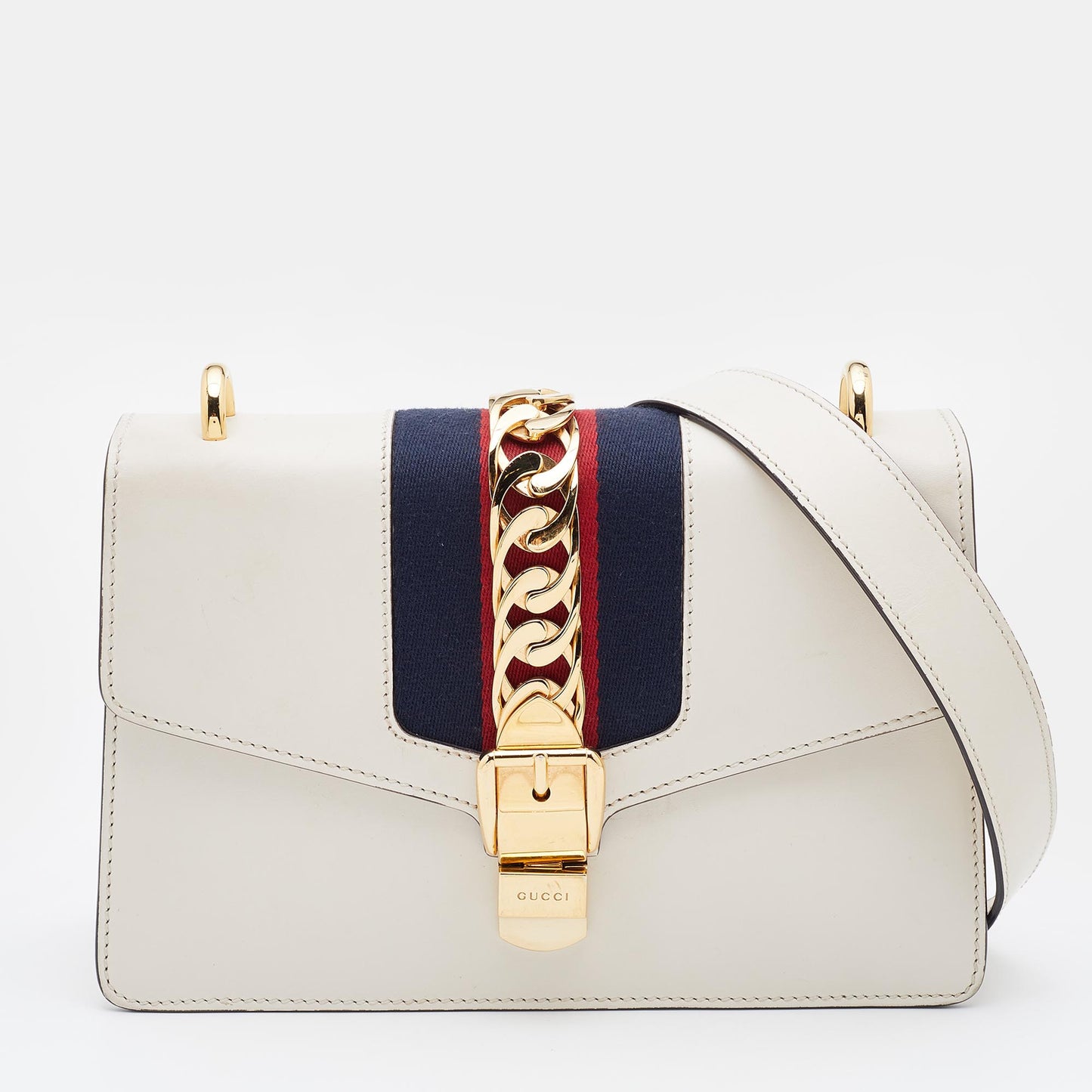 Gucci Sylvie White Leather Shoulder Bag Style 2