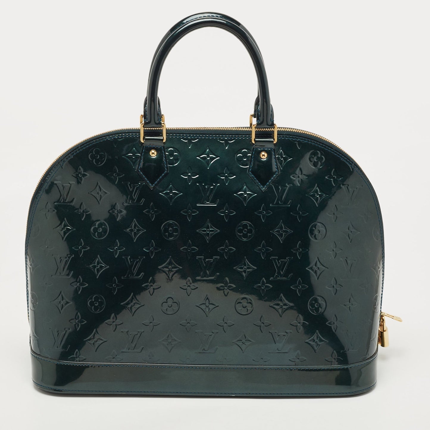 LOUIS VUITTON Bleu Nuit Monogram Vernis Alma GM Bag