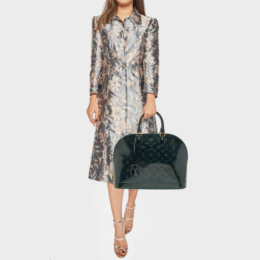 LOUIS VUITTON Bleu Nuit  Monogram Vernis Alma GM Bag