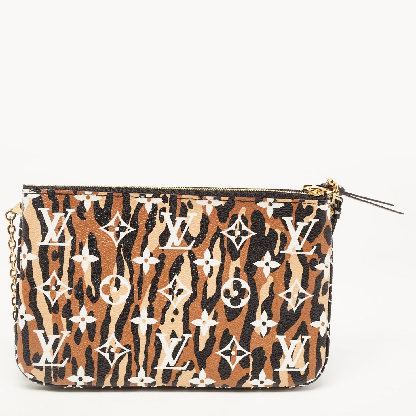 LOUIS VUITTON Black Monogram Giant Canvas Jungle Double Zip Pochette Clutch