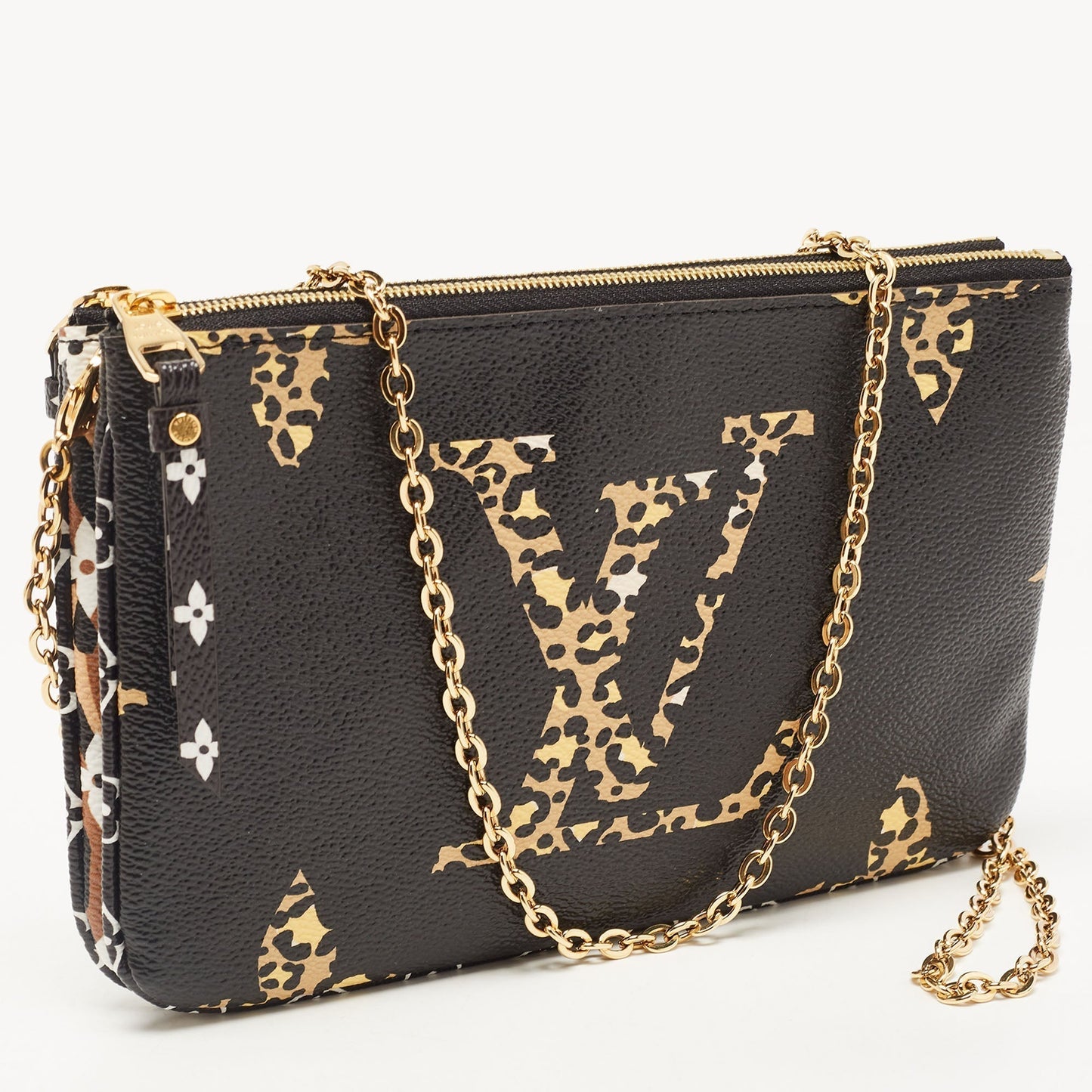 LOUIS VUITTON Black Monogram Giant Canvas Jungle Double Zip Pochette Clutch