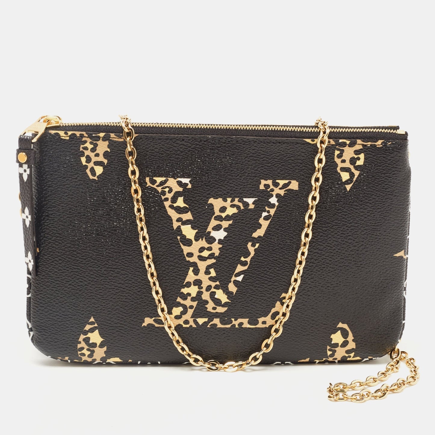 LOUIS VUITTON Black Monogram Giant Canvas Jungle Double Zip Pochette Clutch
