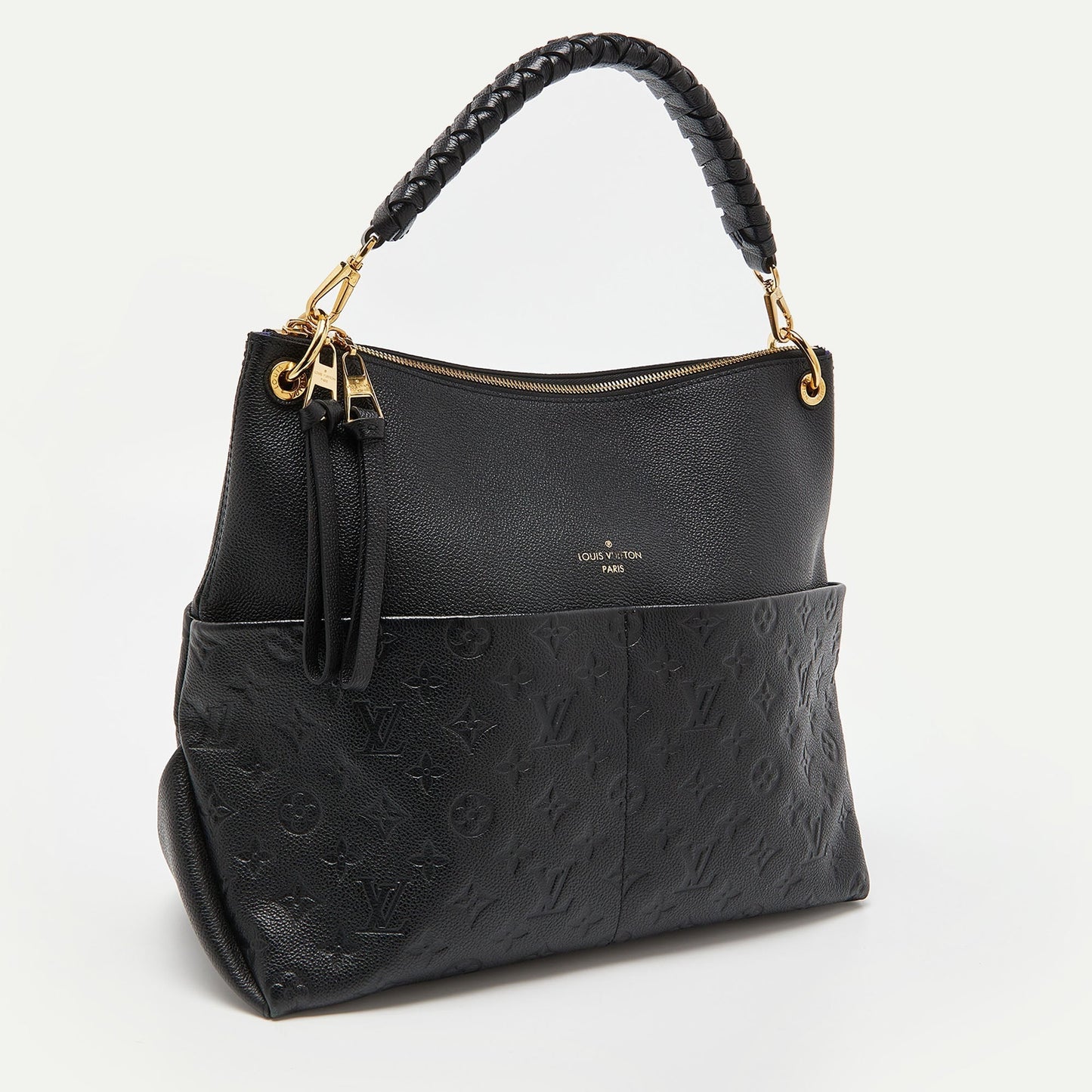 LOUIS VUITTON Black Monogram Empreinte Leather Maida Bag