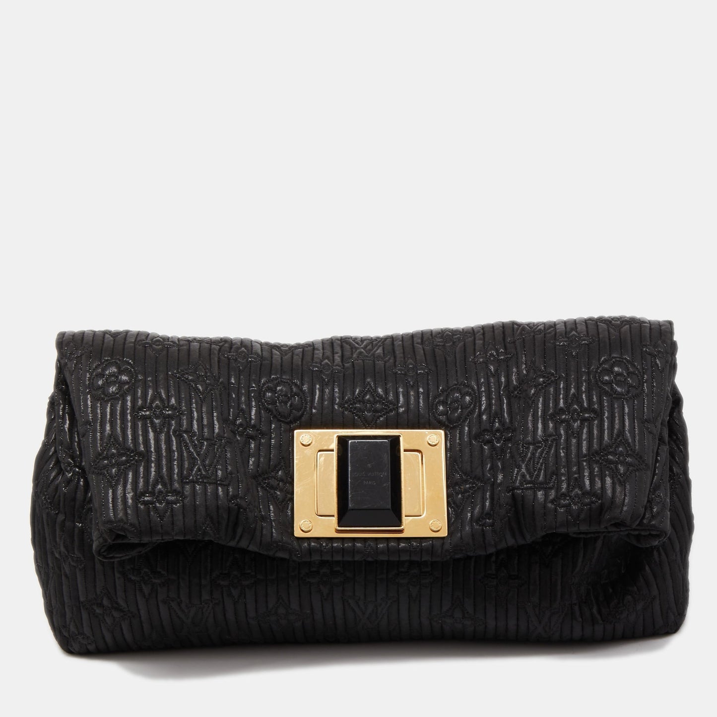 LOUIS VUITTON Black Shimmering Monogram Jacquard Limited Edition Altair Clutch