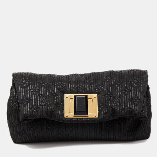 LOUIS VUITTON Black Shimmering Monogram Jacquard Limited Edition Altair Clutch