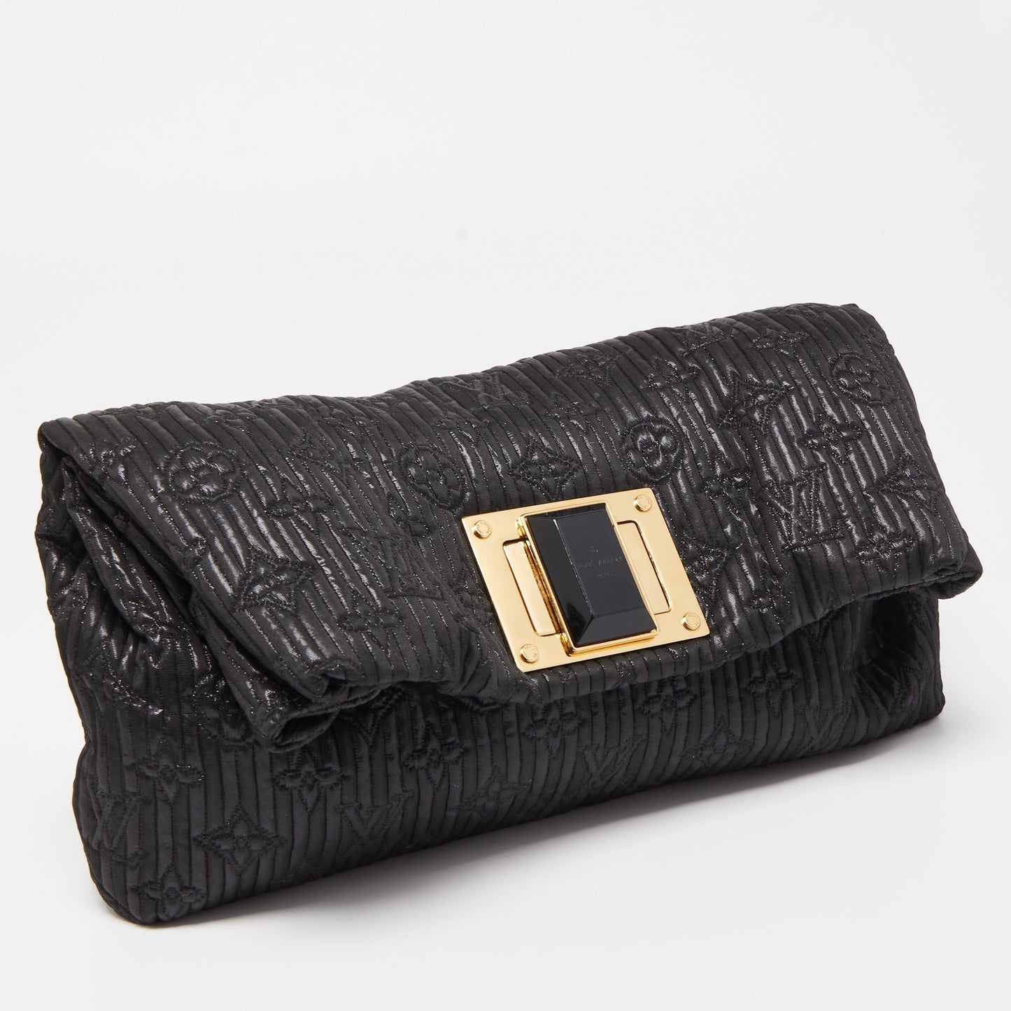 LOUIS VUITTON Black Shimmering Monogram Jacquard Limited Edition Altair Clutch