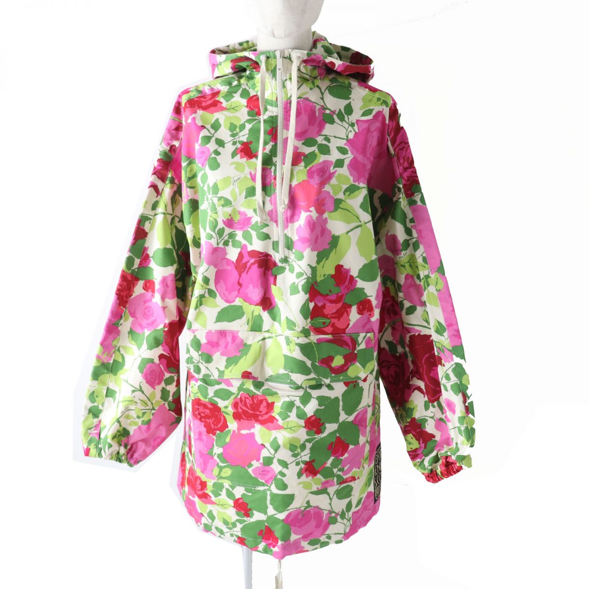 GUCCI Hoodie Outer material: 97% cotton, Outer material: 3% polyurethane, Part: 80% polyester, Part: 20% polyester Rose print<br>Pink x red x green Women XS