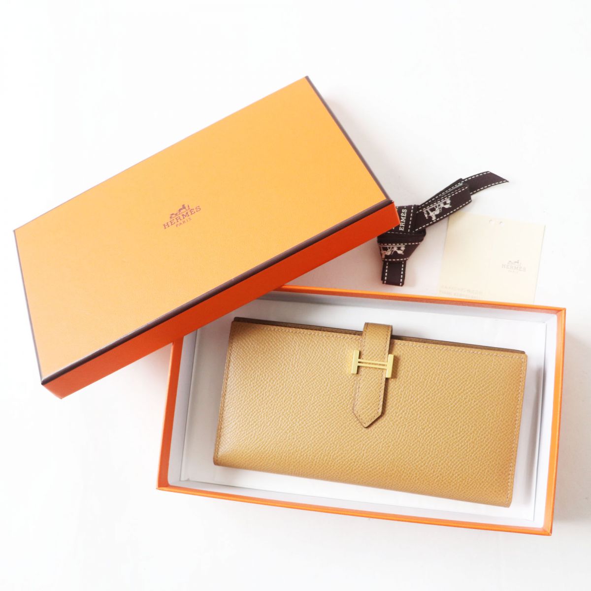 HERMES Long Wallet Purse Main?FEpsom Biscuit/Arzan Women Used