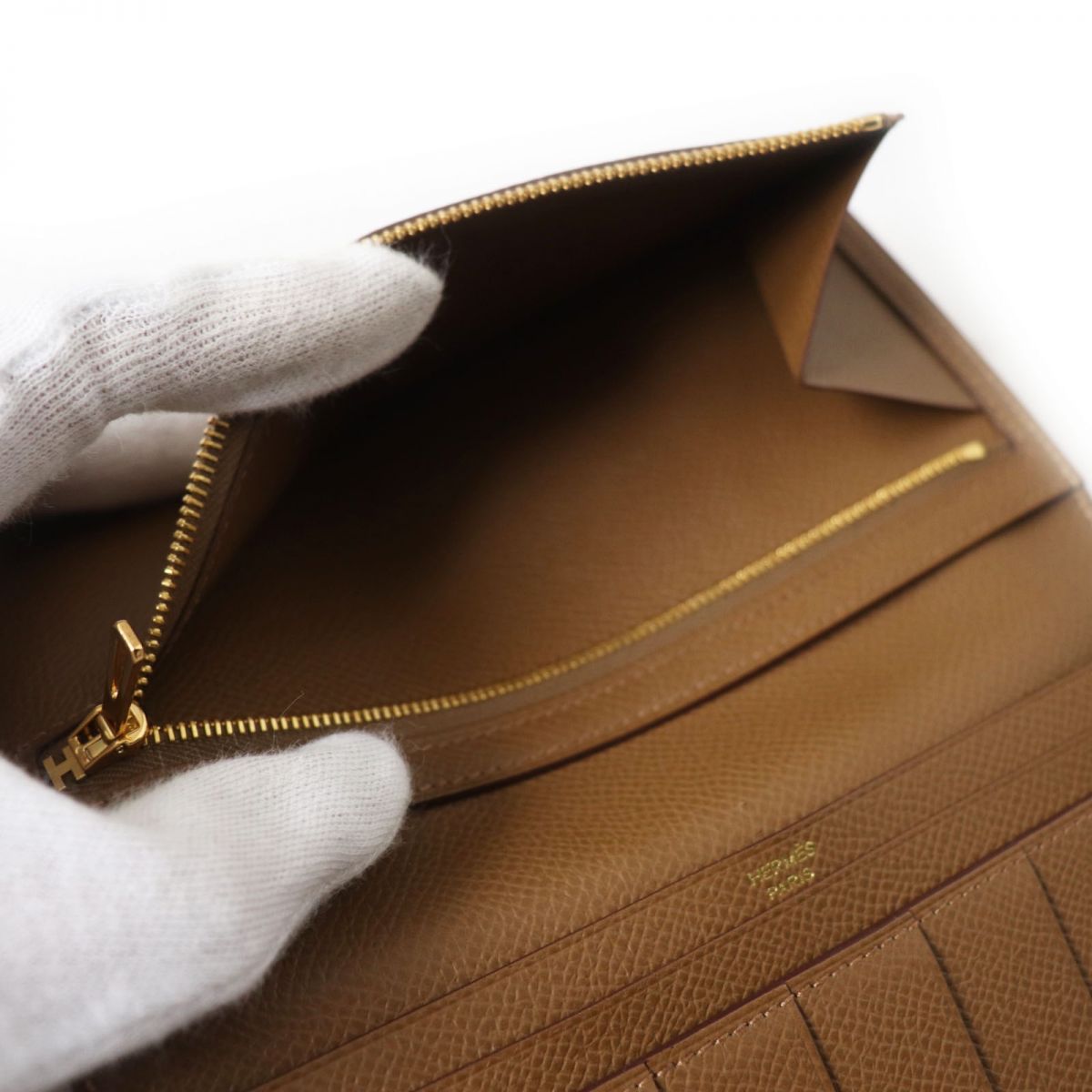 HERMES Long Wallet Purse Main?FEpsom Biscuit/Arzan Women Used