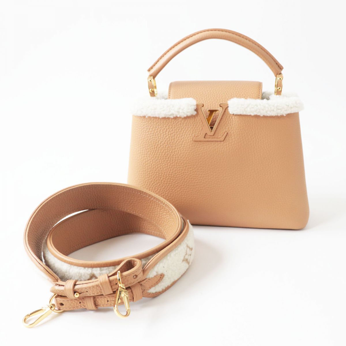 LOUIS VUITTON Shoulder Bag M59267 Taurillon Clemence Leather beige Capusine BB