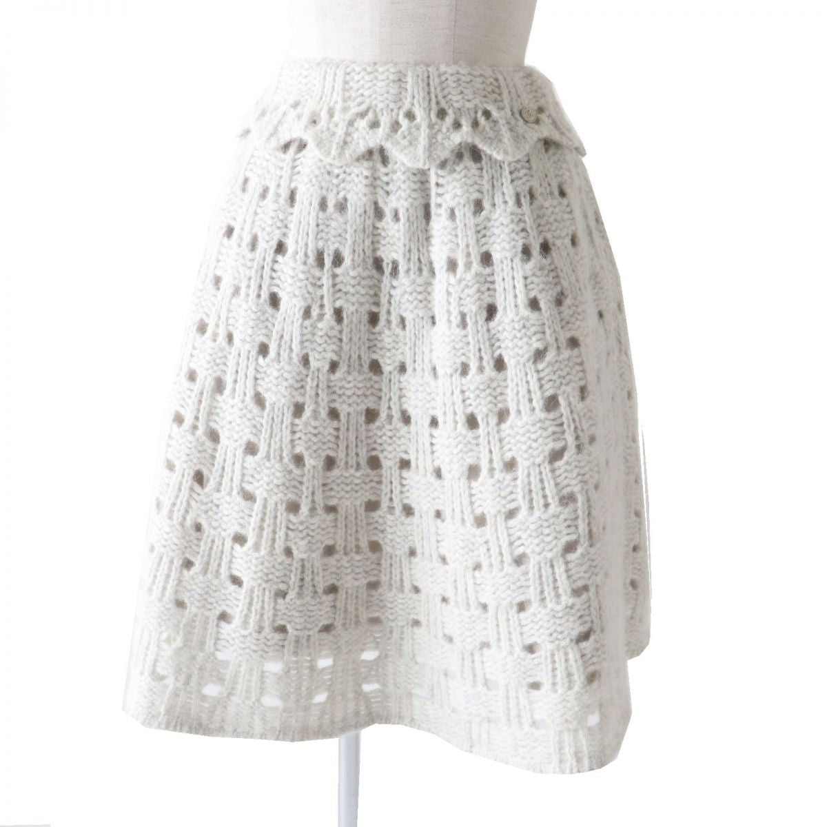 CHANEL skirt Outer: 50% alpaca, Outer: 47% polyamide, Outer: 3% wool, Lining: 74% cotton, Lining: 18% polyamide Light gray Women 34