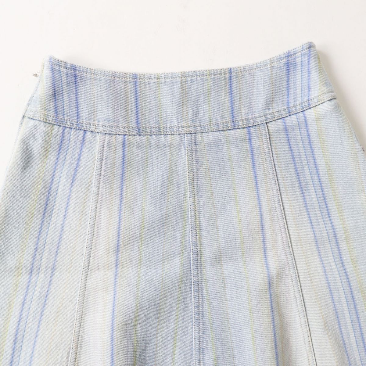 CHANEL skirt Main: 100% cotton Light blue x multi stripe pattern Women 34