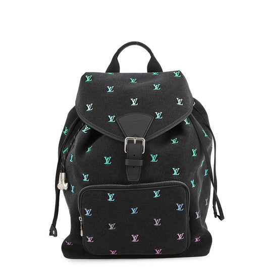LOUIS VUITTON Montsouris?Backpack Gradient Blue (Black base)M14135 LV Blason Denim Calf Leather
