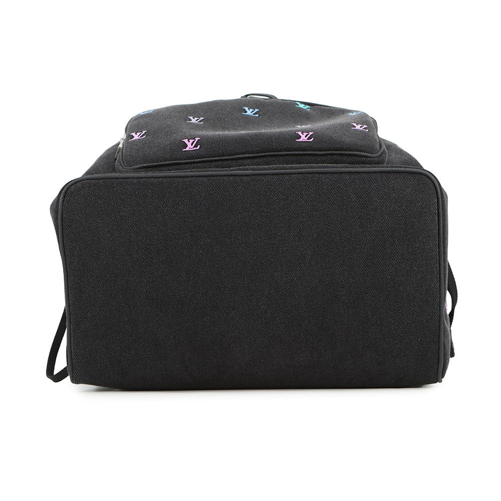LOUIS VUITTON Montsouris?Backpack Gradient Blue (Black base)M14135 LV Blason Denim Calf Leather
