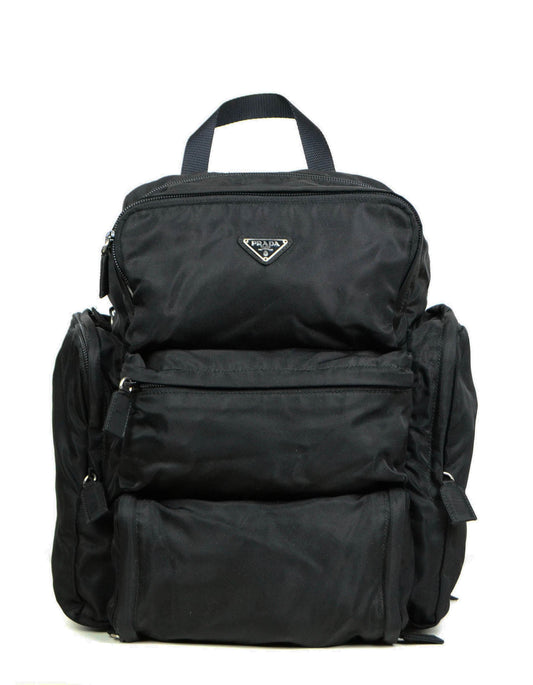 Prada Black Nylon Multipocket Backpack Bag