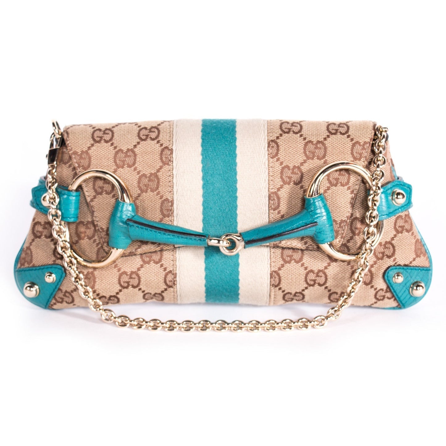 Gucci Horsebit Leather Monogram Shoulder Bag Style 1