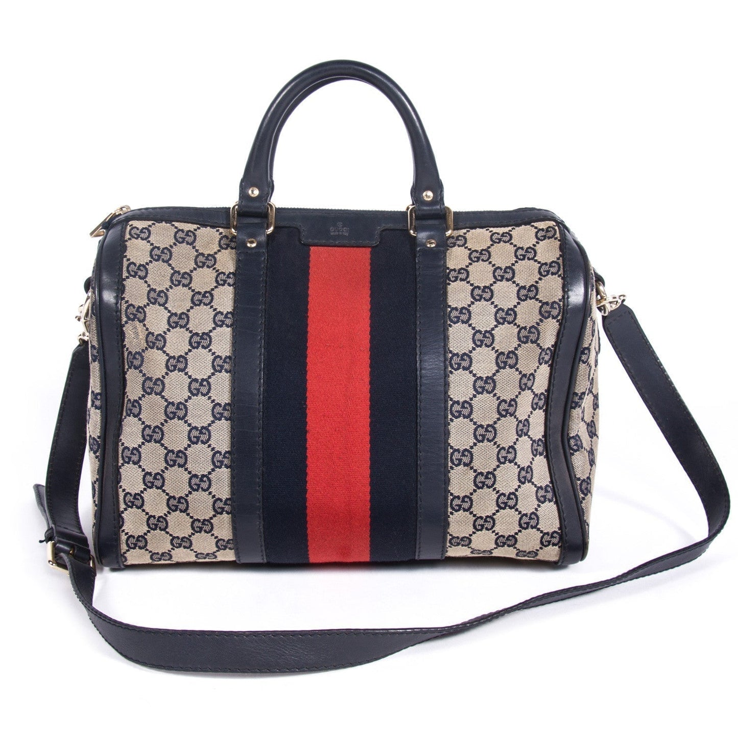 Gucci Boston Leather Canvas Shoulder Bag Style 6