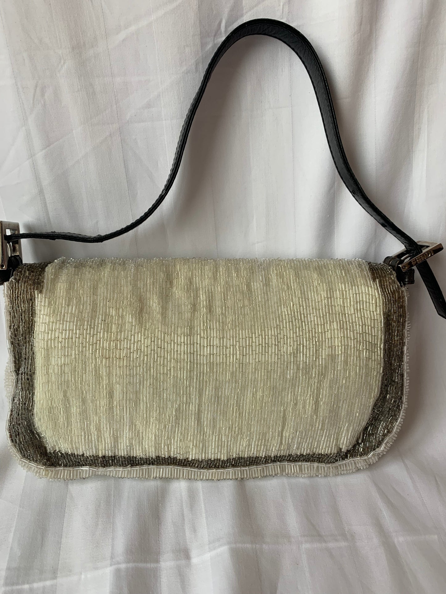 Fendi Baguette Glitter white and grey