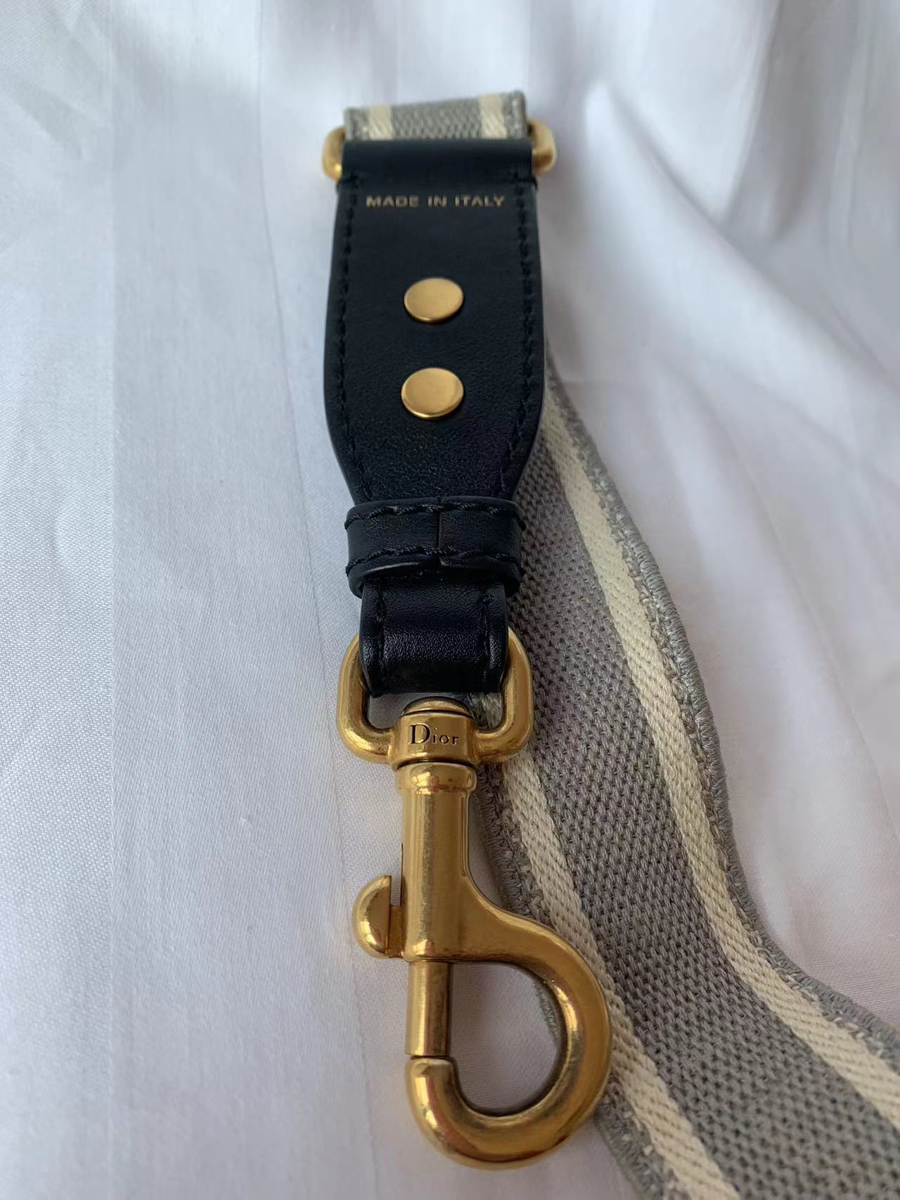 Dior Strap Grey canvas with Dior Logo Embroidery
