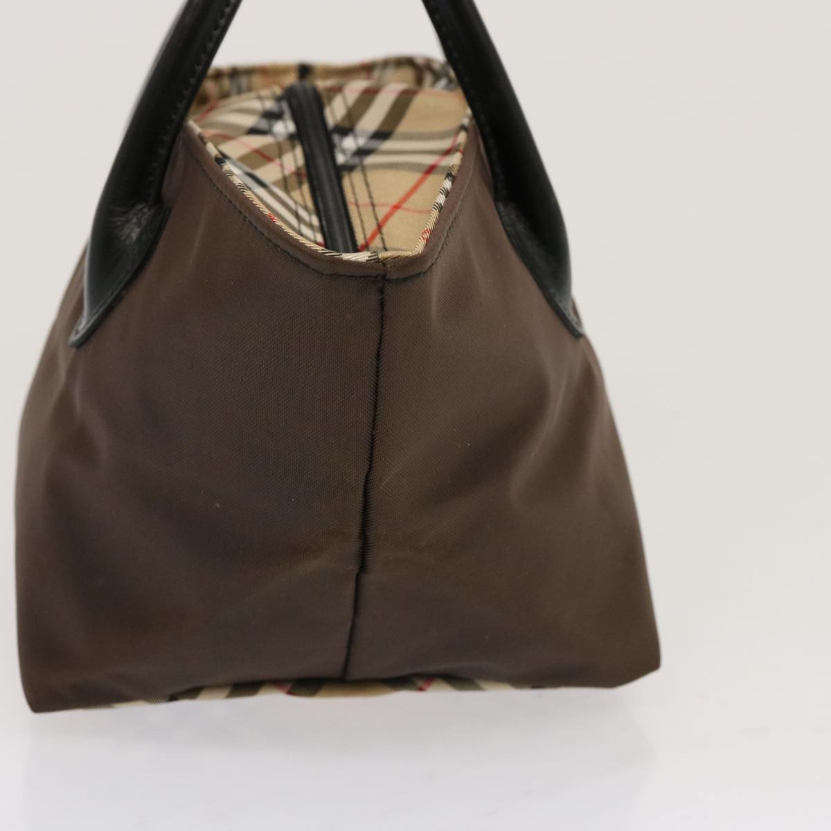Luxury BurberrySs Nova Check Blue Label Tote Bag Nylon Brown Auth mr010