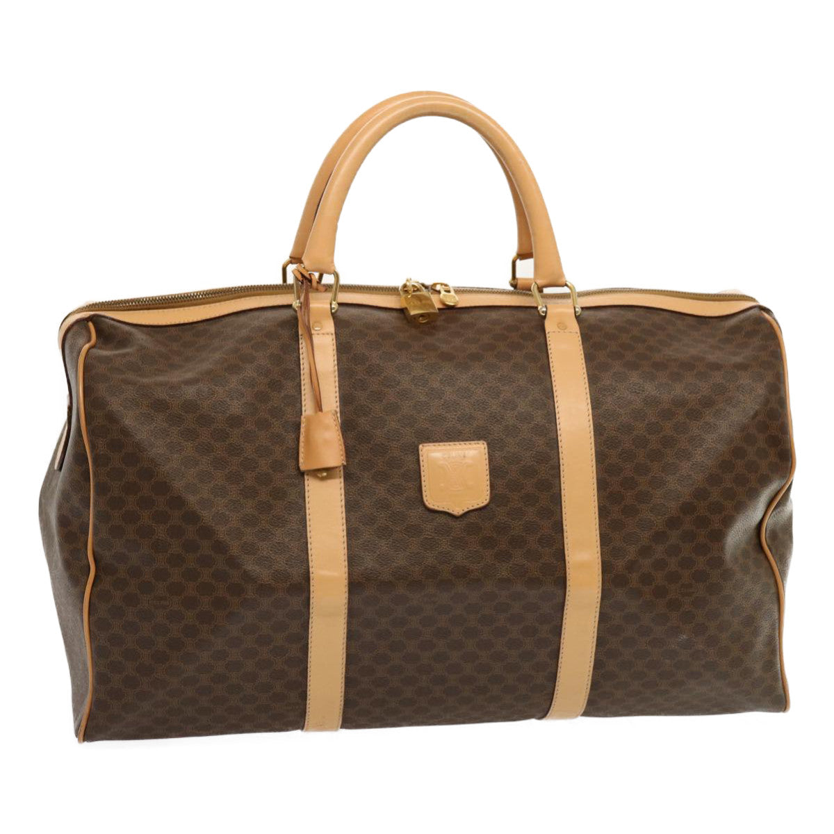Luxury CELINE Macadam Canvas Boston Bag PVC Brown  mr049