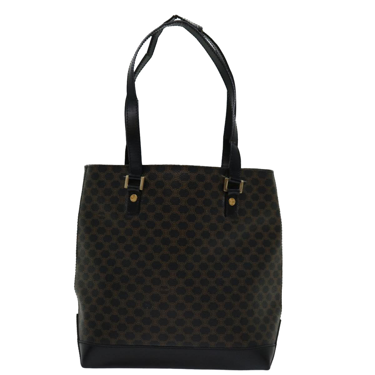 Luxury CELINE Macadam Canvas Tote Bag PVC Black Brown  mr055