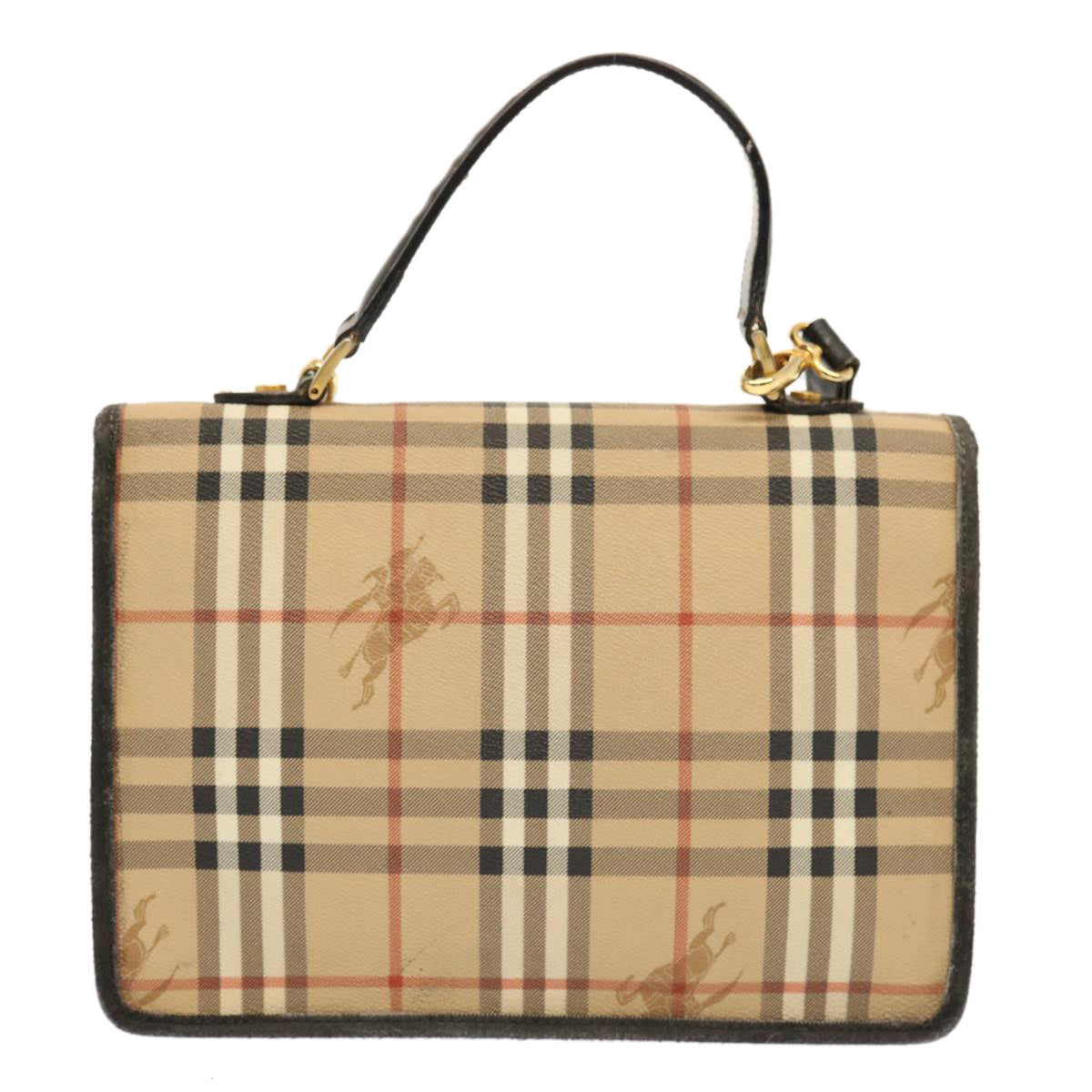 Luxury BurberrySs Nova Check Hand Bag PVC 2way Beige Auth mr100