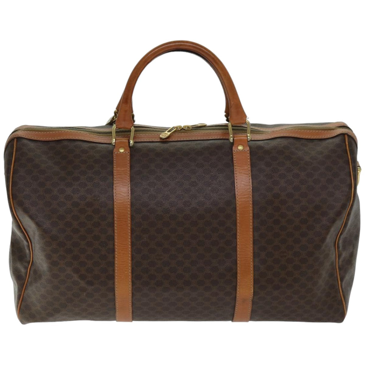 Luxury CELINE Macadam Canvas Boston Bag PVC 2way Brown  mr163