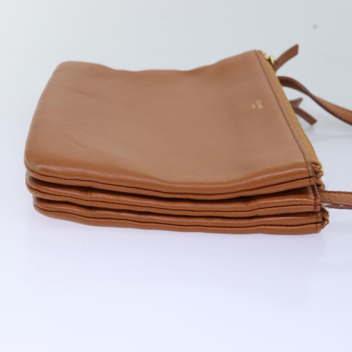 Luxury CELINE Trio Shoulder Bag Leather Brown  mr168