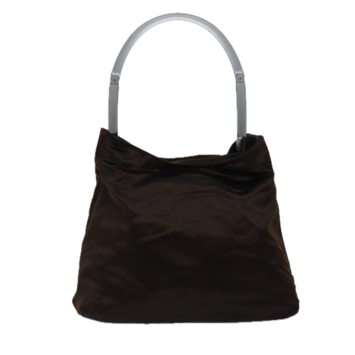 PRADA Tote Bag Satin Brown Auth mr230