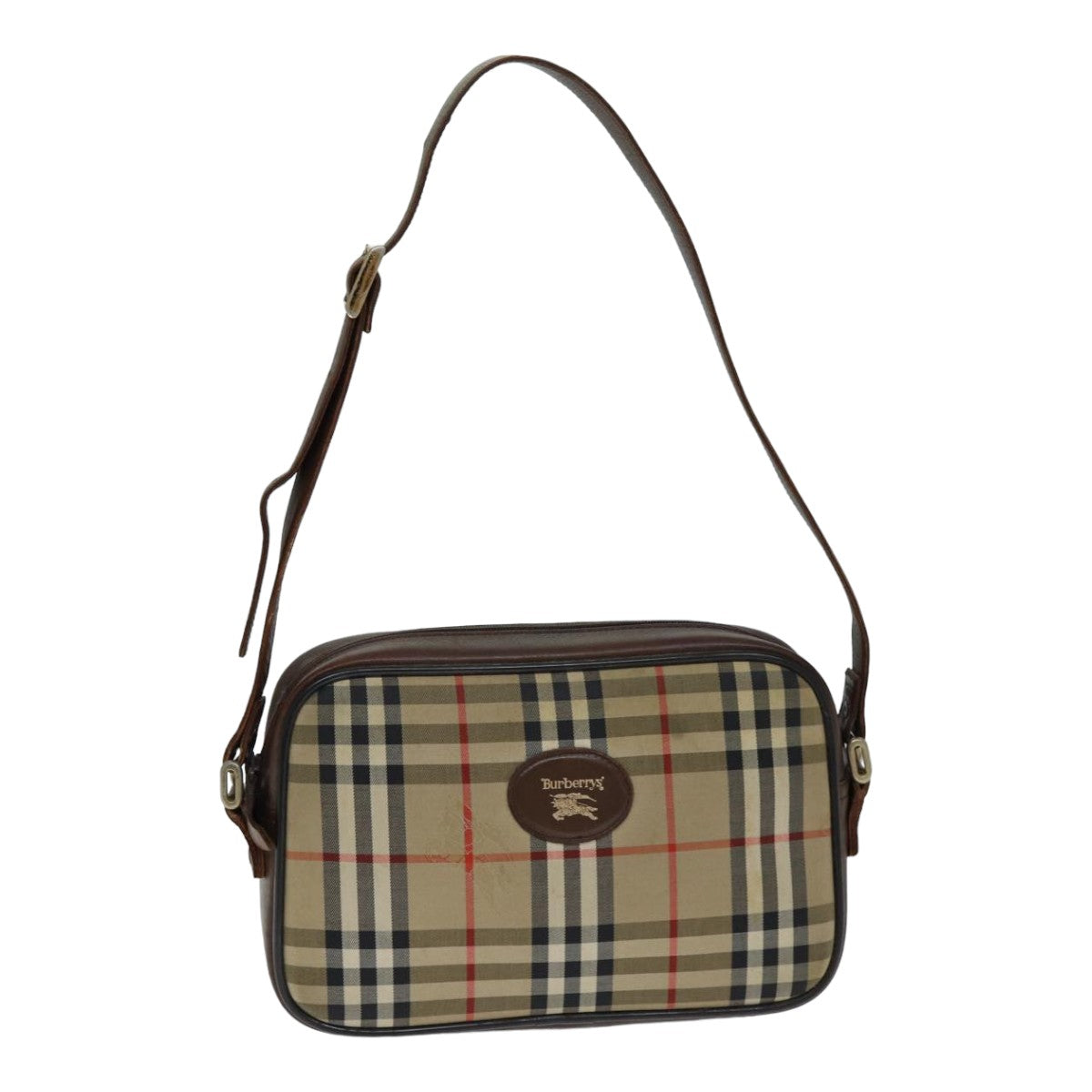 Luxury BurberrySs Nova Check Shoulder Bag Canvas Beige Auth mr273