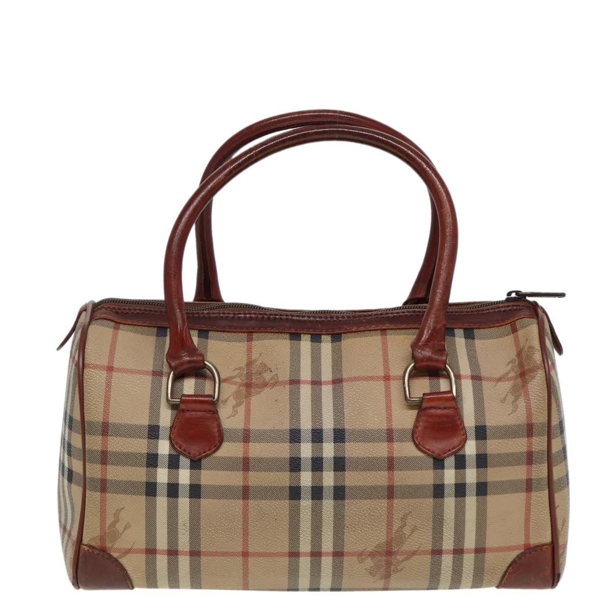 Luxury BurberrySs Nova Check Hand Bag PVC Leather Beige Auth mr276