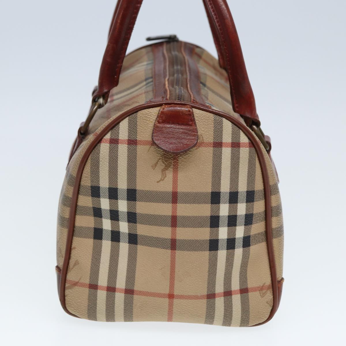 Luxury BurberrySs Nova Check Hand Bag PVC Leather Beige Auth mr276