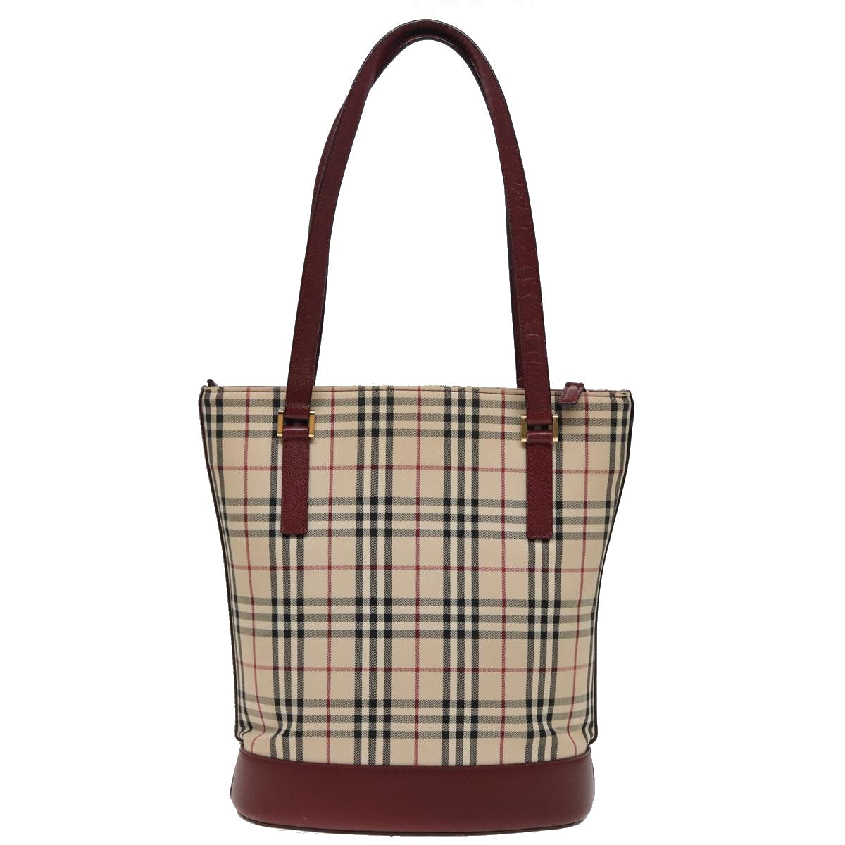Luxury Burberry Nova Check Tote Bag Canvas Beige Auth mr278