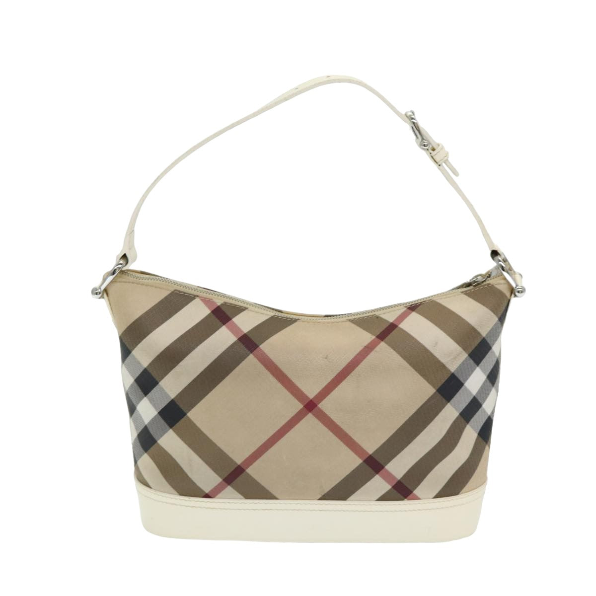 Luxury Burberry Nova Check Shoulder Bag PVC Beige Auth mr351