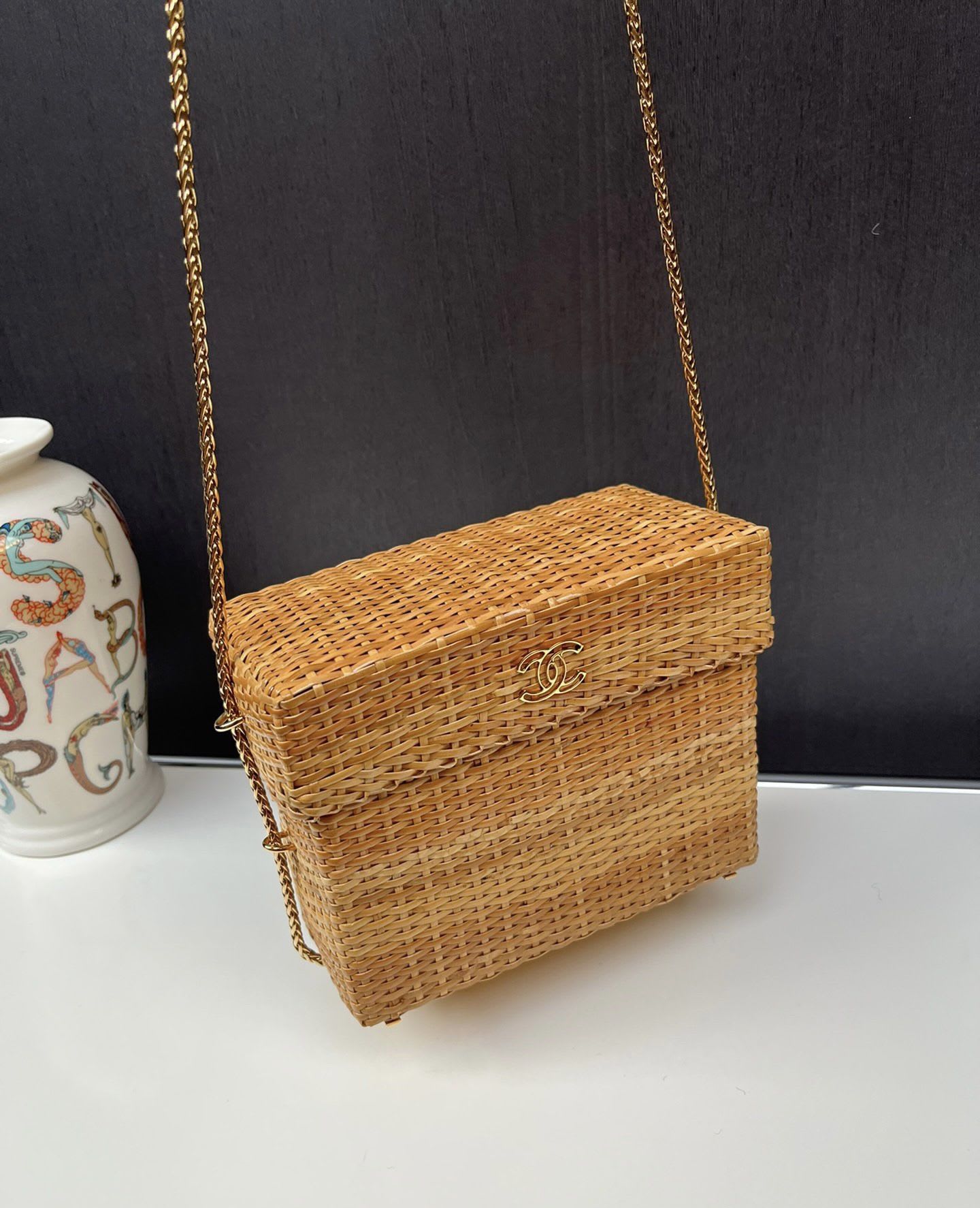 Rare  Chanel Bamboo Chain Box Bag
