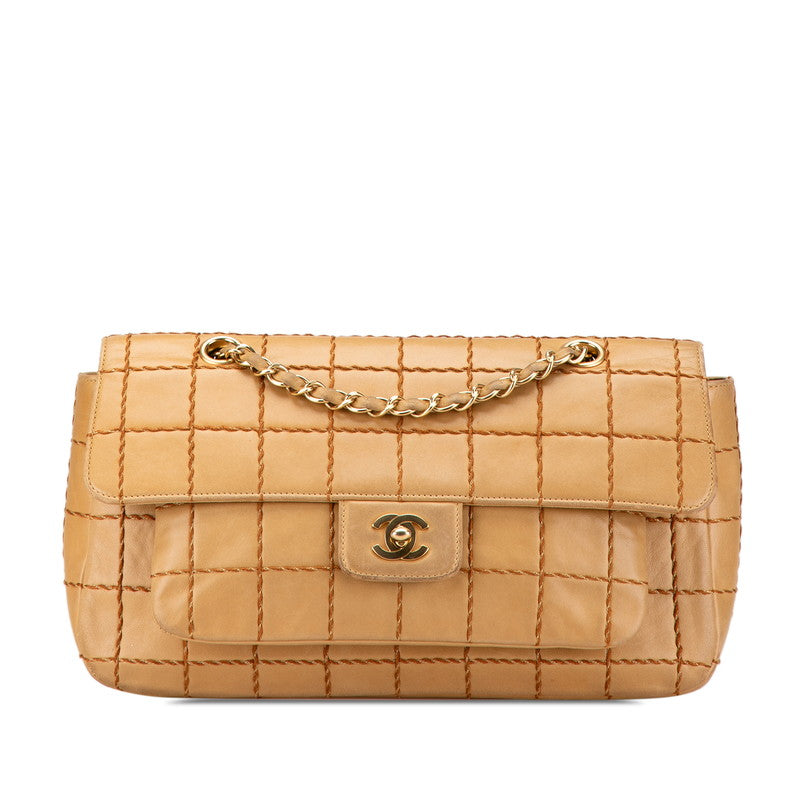 Chanel Wild Stitch Choco Bar Lambskin Shoulder Bag Classic Flap