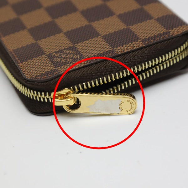 LOUIS VUITTON Long Wallet Purse N41661 Damier canvas Brown Zip Around Damier Zippy wallet mens(Unisex)