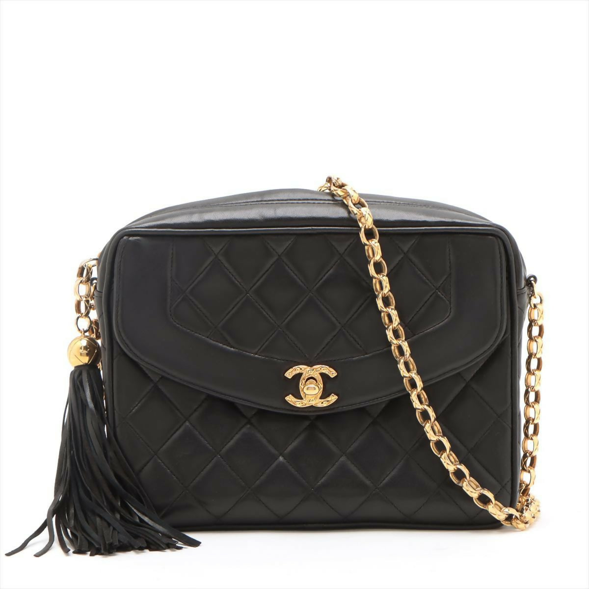 Chanel  Black Mini Lambskin Tassel Bag with Gold Hardware