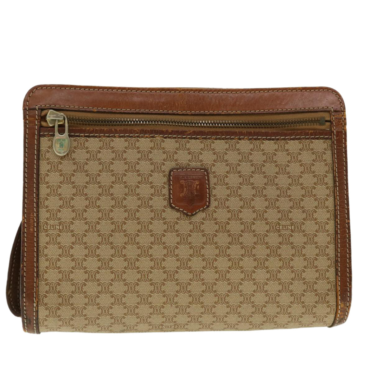 Luxury CELINE Macadam Canvas Clutch Bag Beige  ny235