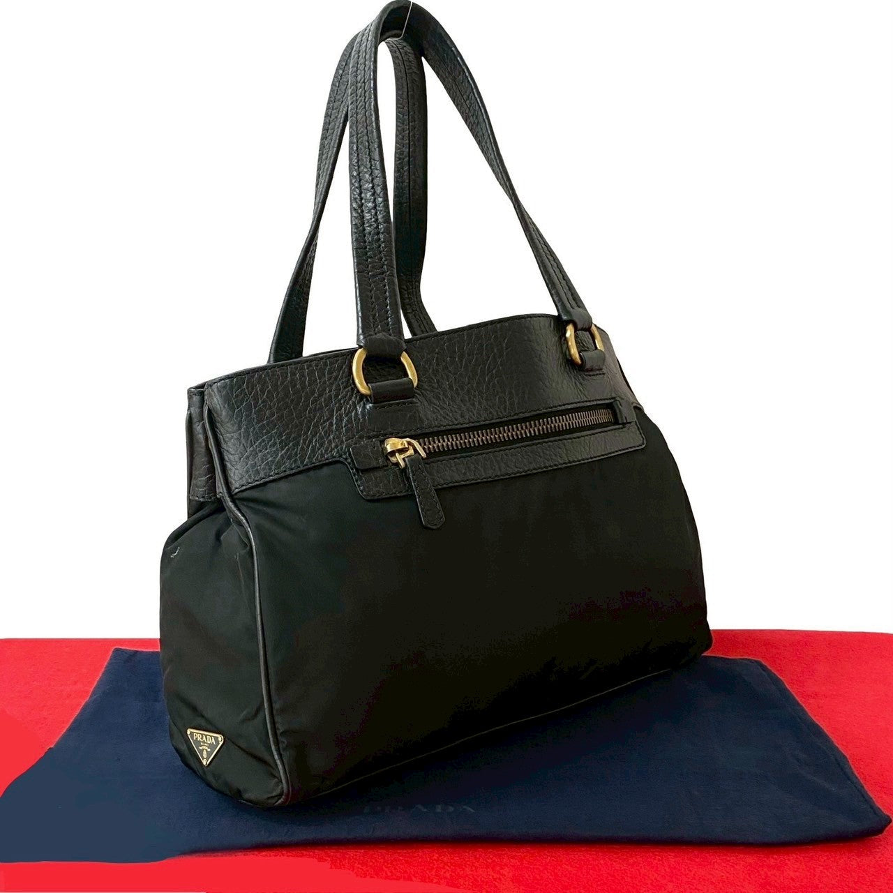 Prada Handbag Leather Nylon Handbag