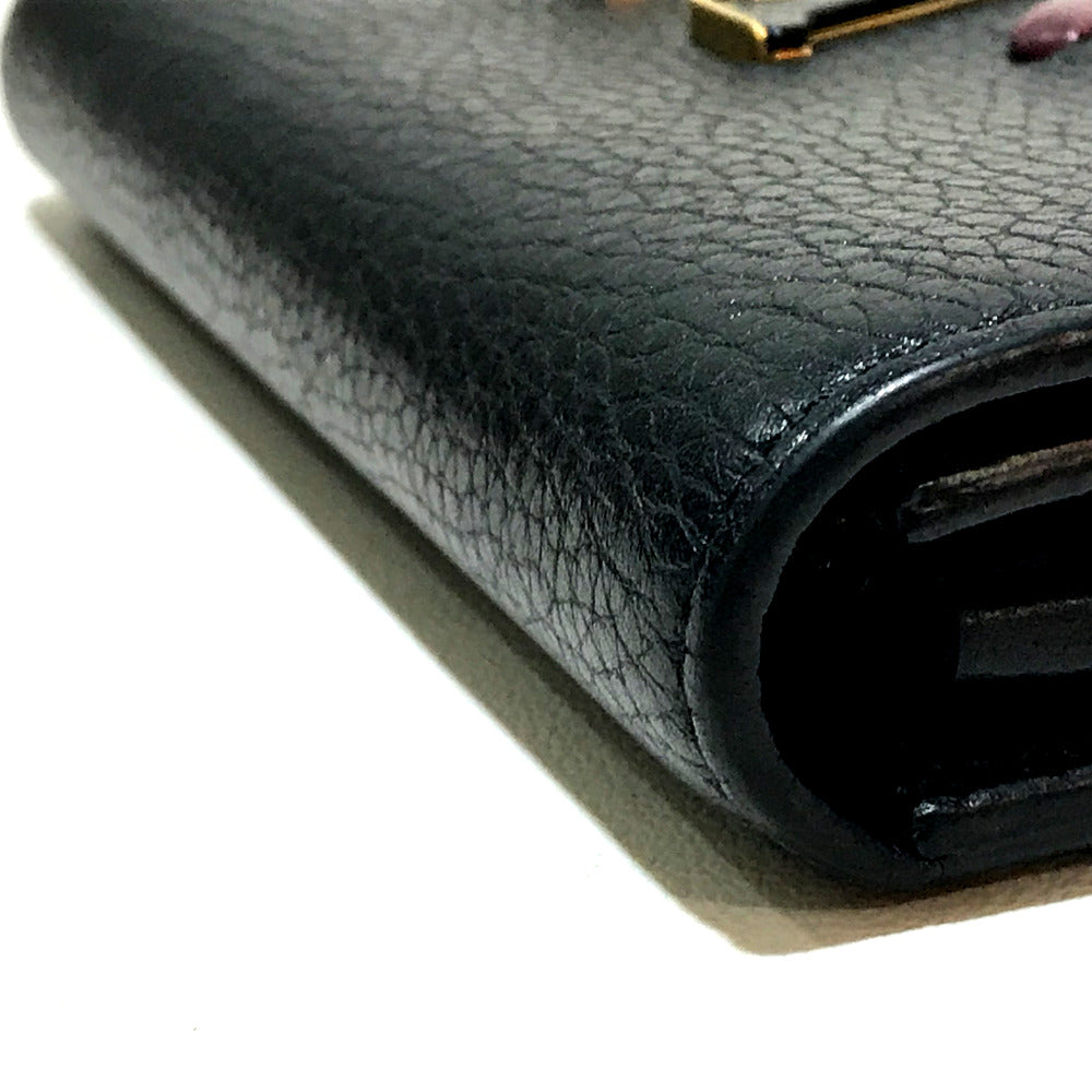 LOUIS VUITTON Folded wallet M62076 Taurillon Clemence Leather black Taurillon Clemence Portefeuille Capsine Women