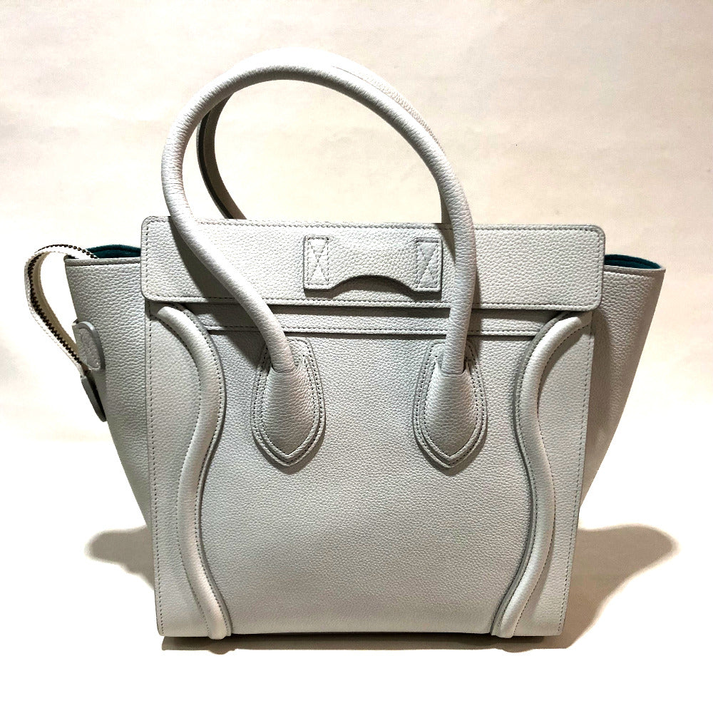 CELINE Handbag 167793 leather Off White x Sky Blue Tote Bag Micro shopper Women
